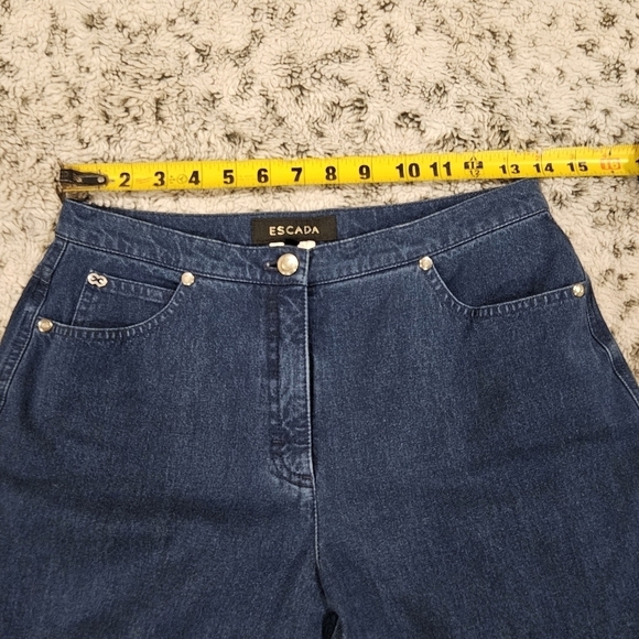 Escada Vintage EU 38 Hippie Boho Floral Dopamine Straight Leg Blue Jeans - Picture 6 of 13